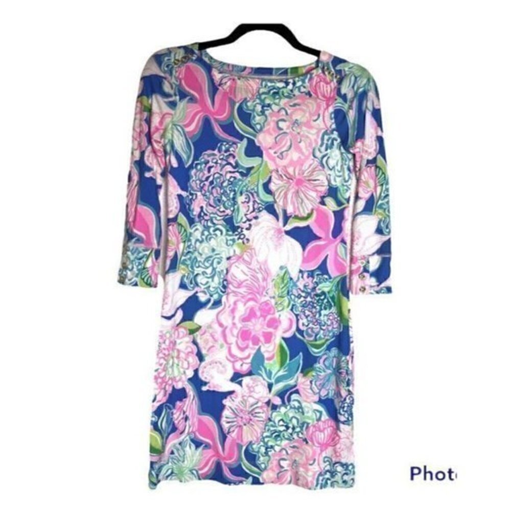 Lilly Pulitzer Sophie Peony For Your Thoughts Dress XXS Pink Blue Floral SPF - Picture 9 of 10